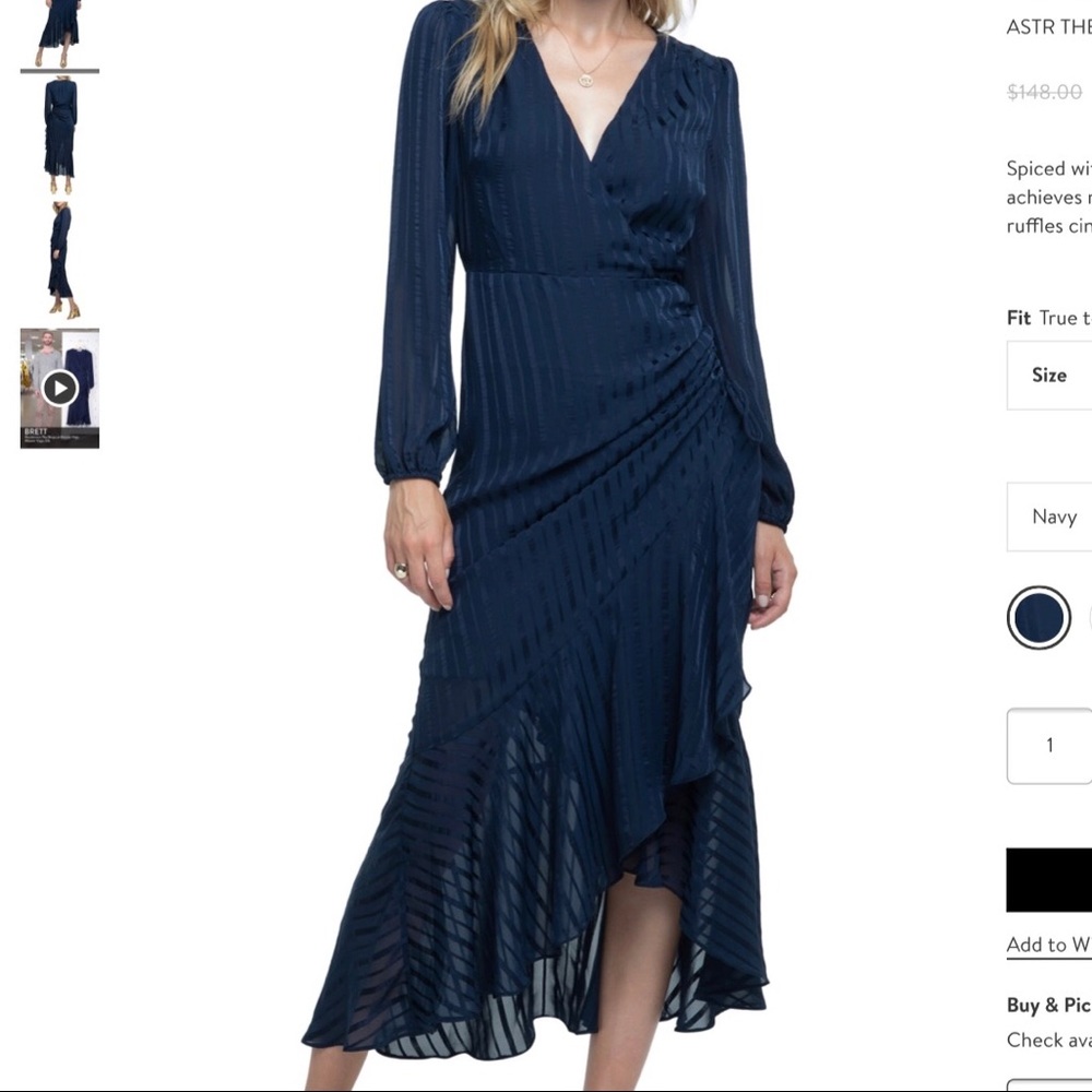 Astr the Label side cinched ruffle hem dress sz M